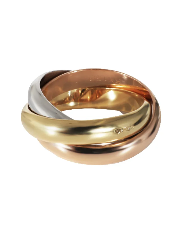 solitaire rings for women-Cartier Trinity Ring in 18k Tri-Color Gold