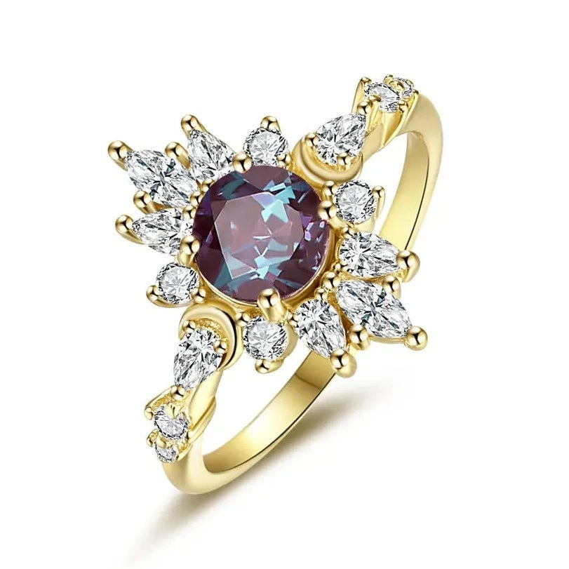 gold wedding rings-Charlotte Ring - Alexandrite