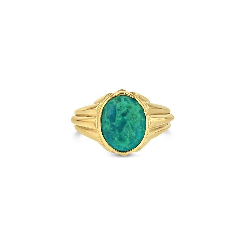 engagement rings for women-Chrysocolla Column Ring - Vertical