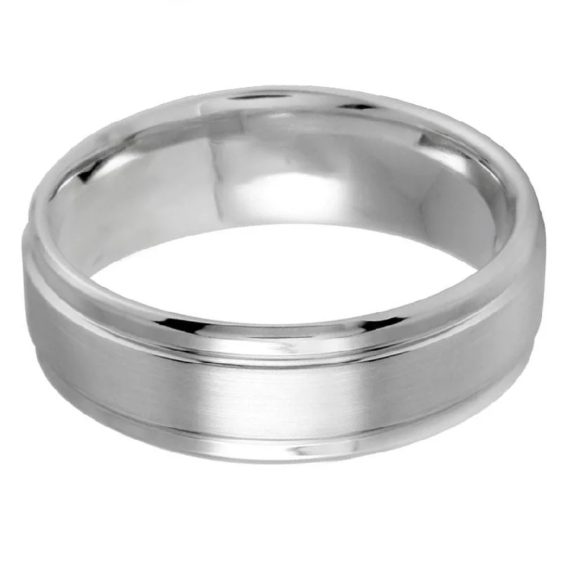 custom engraved rings-Classic Step Edge 7mm Wedding Ring