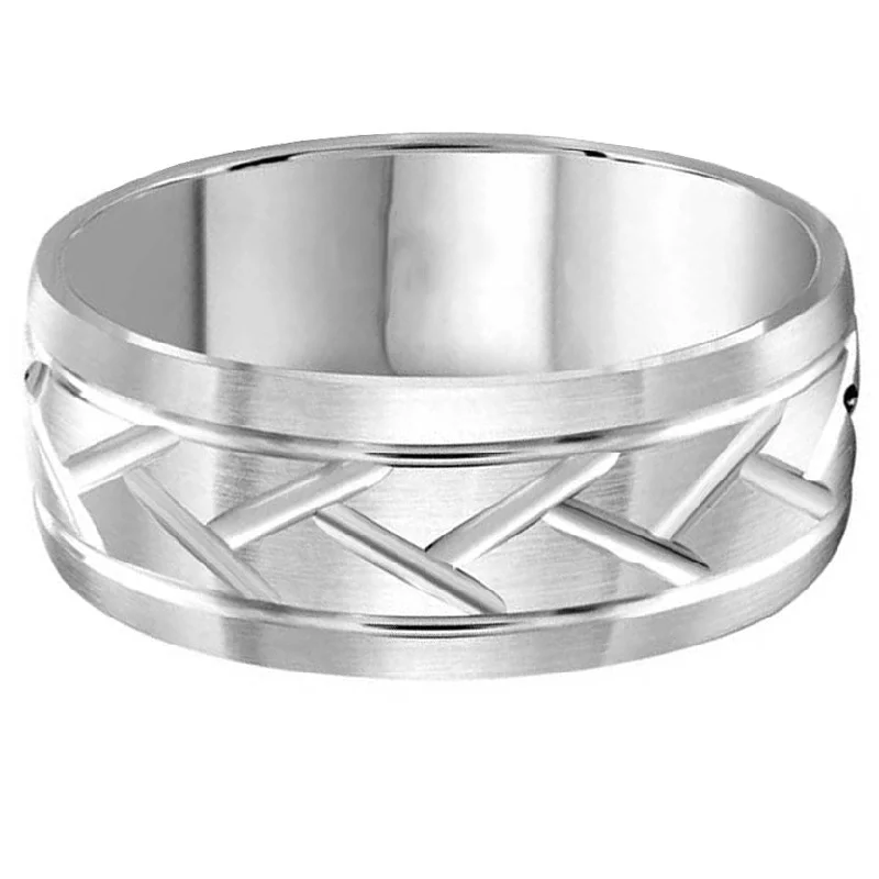 women’s stackable rings-Criss Cross 8mm Wedding Ring