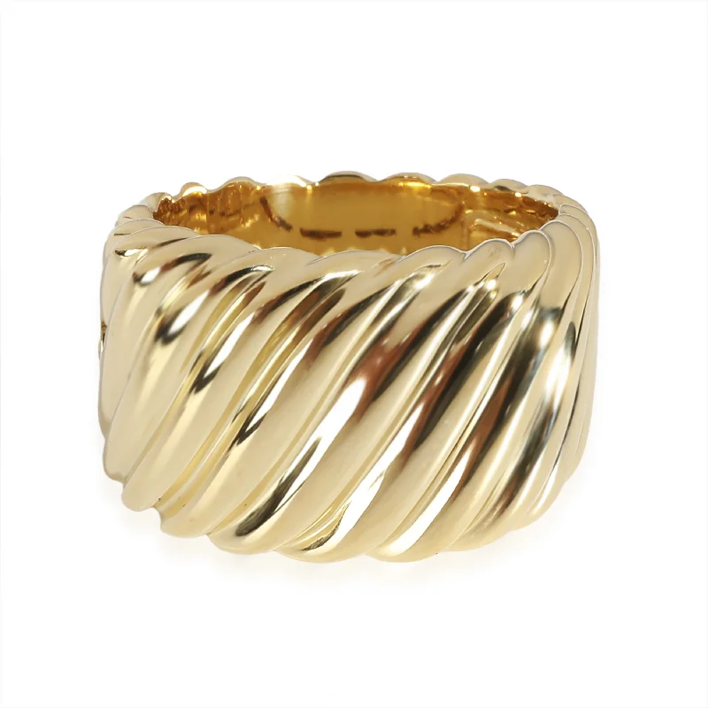 wedding rings for men-David Yurman Sculpted Cable Contour Ring in 18k Yellow Gold