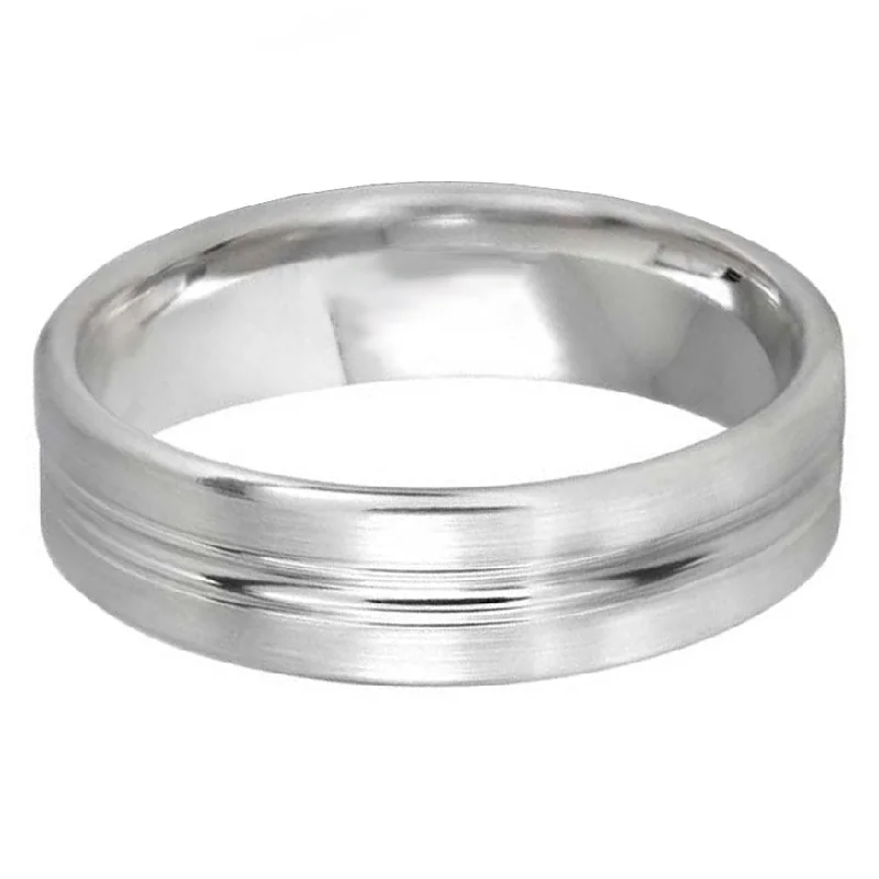 minimalist rings for women-Double Groove 6mm Wedding Ring