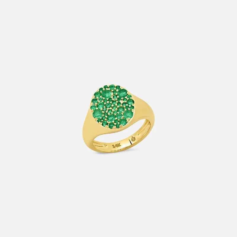 adjustable gemstone rings-Emerald Signet Pinky Ring