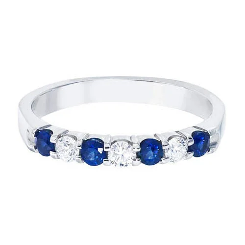 men’s signet rings-Faria Blue Sapphire and Diamond Wedding Ring