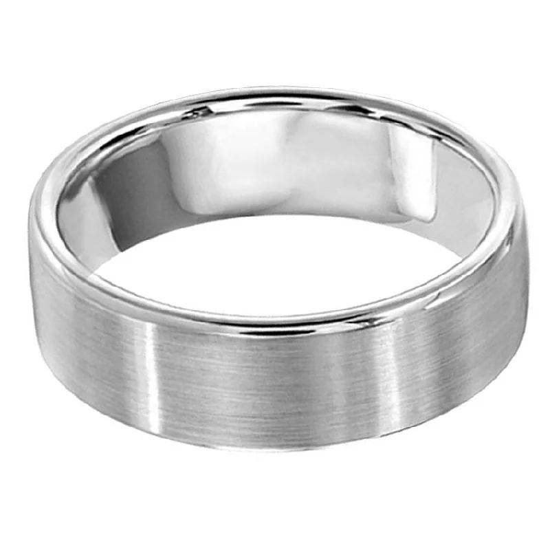 silver wedding bands-Flat Sandpaper 7mm Wedding Ring