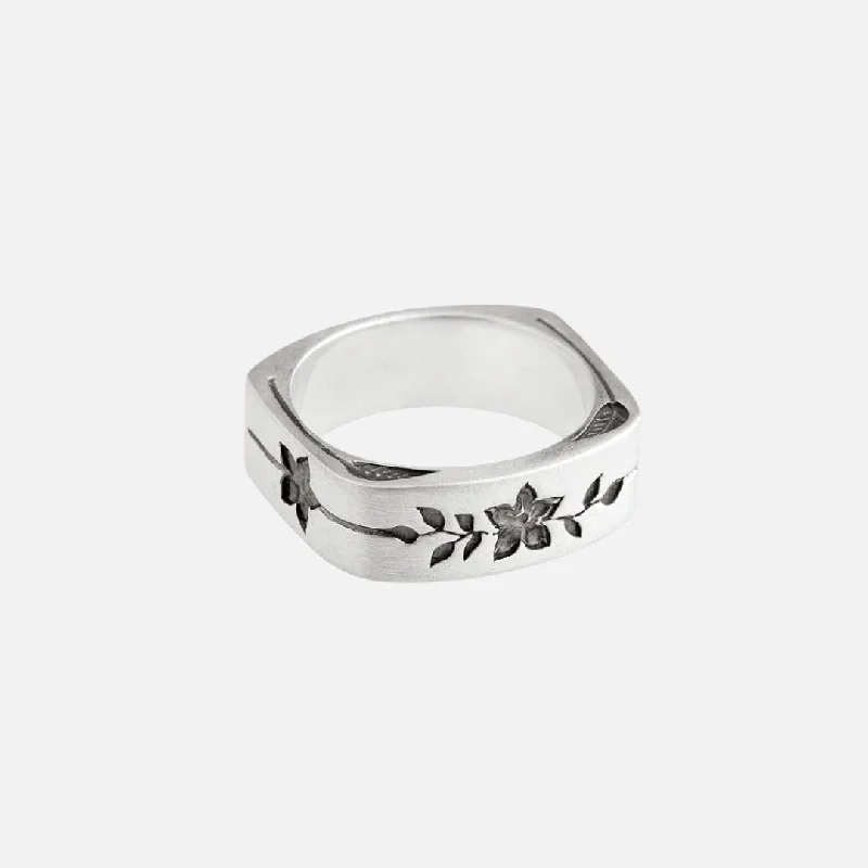 wedding rings for men-Fleur Band, Silver