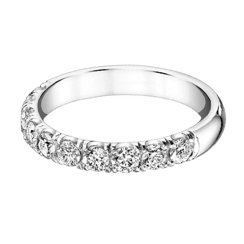 white gold engagement rings-French Pave Love Story Diamond Wedding Ring 3/4ct