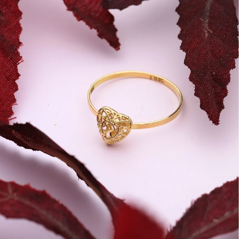 gemstone rings for men-Gold Heart Shaped Design Ring 18KT - FKJRN18K9219