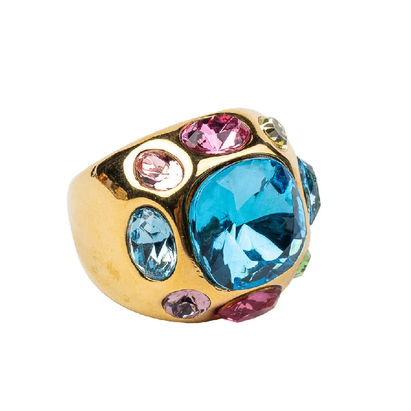 men’s gold rings-Gold and Light Multi Stones Ring