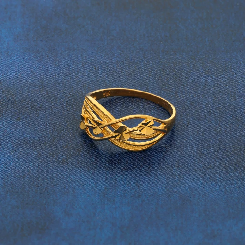 unique men’s rings-Gold Wave Heart Design Ring 21KT - FKJRN21K8860