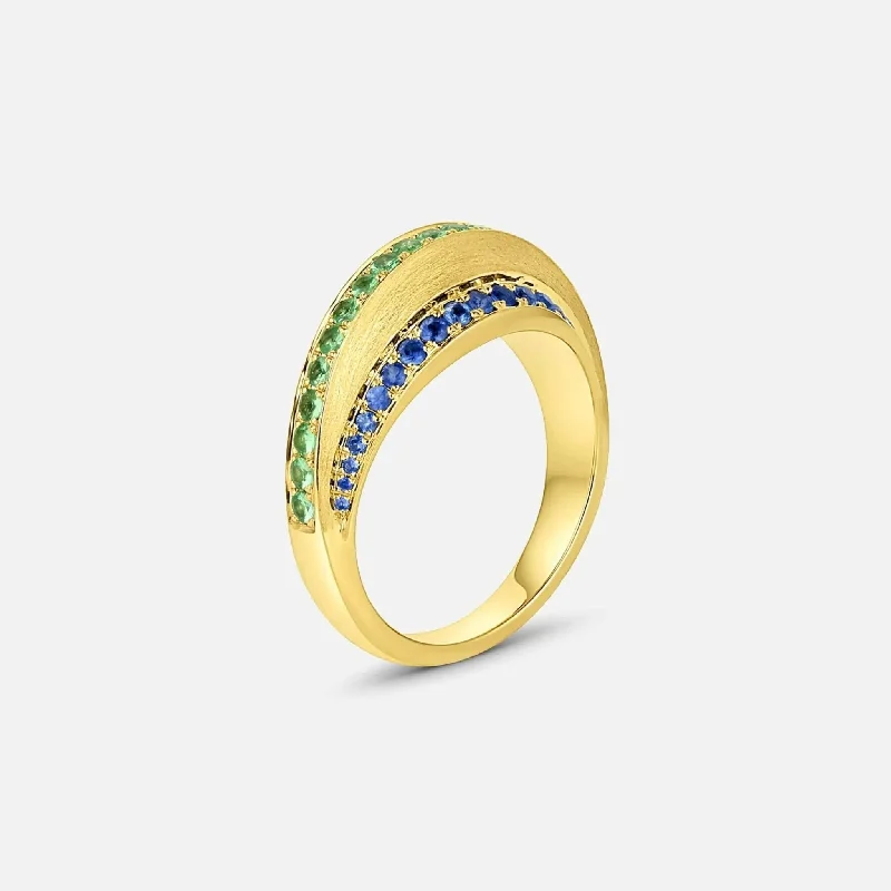 silver rings with gemstones-Color Wave High Ring