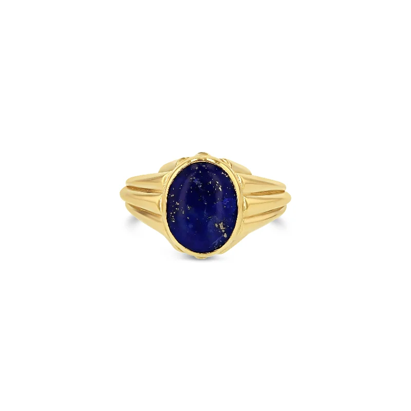 birthstone rings-Lapis Column Ring - Vertical