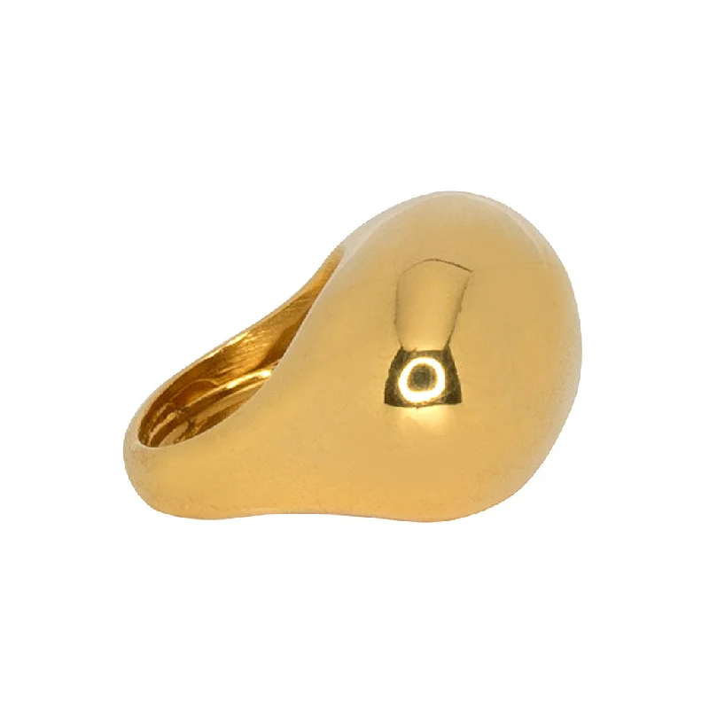 vintage rings for women-Large Gold Dome Ring