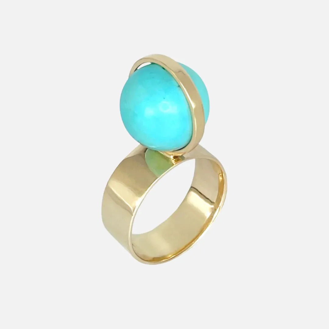 gemstone rings for women-Perched Setting Ring with Turquoise