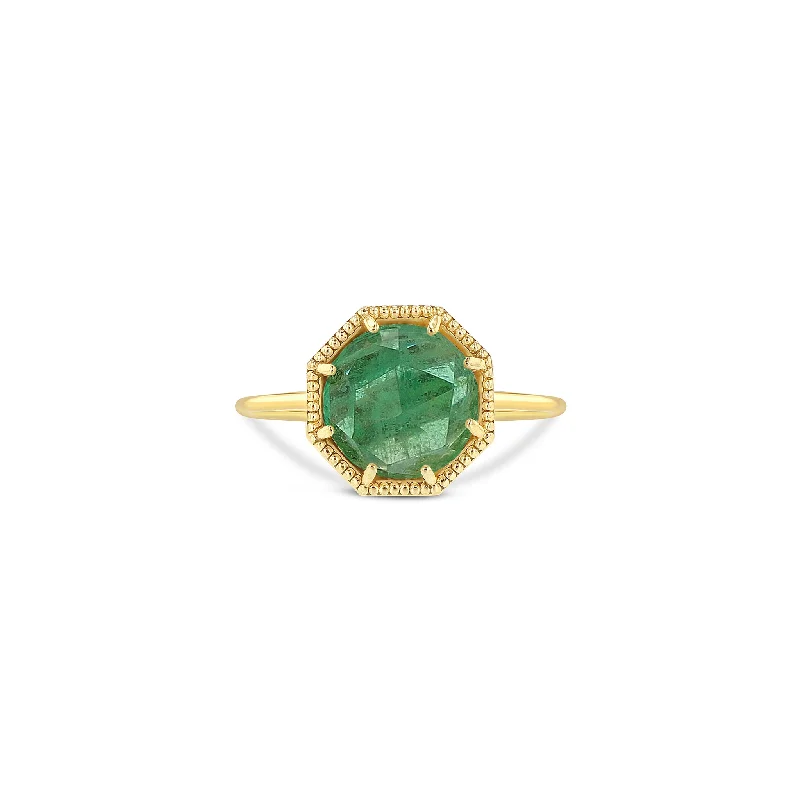 gemstone rings for women-Maman Crown Bezel Emerald Ring