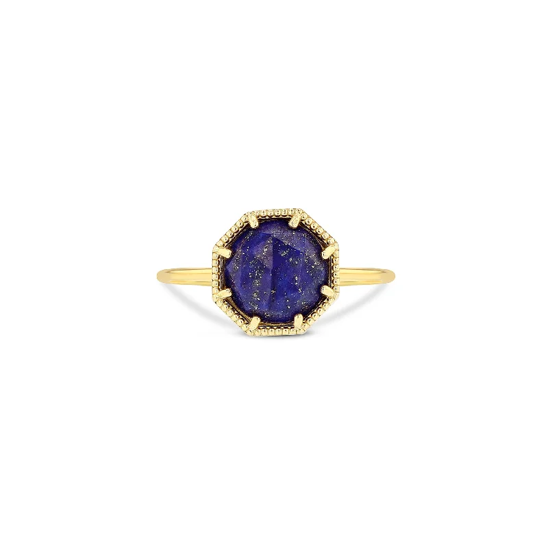 high-end engagement rings-Maman Crown Bezel Lapis Ring