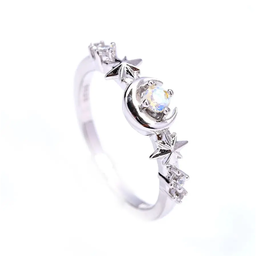 wedding bands for women-Moonlight Twinkle Dainty Ring