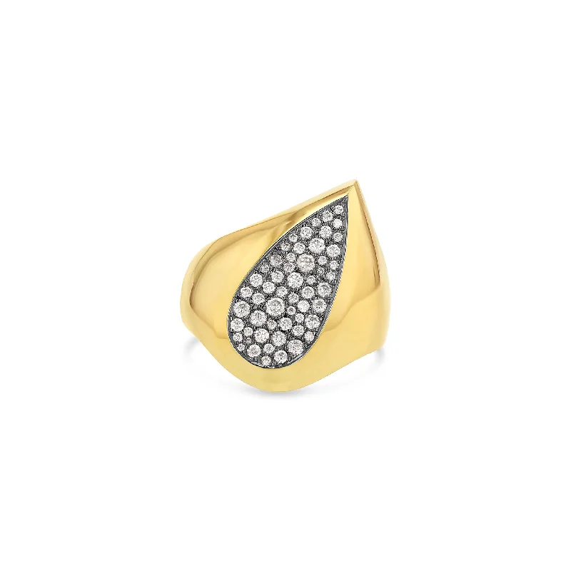 heart-shaped rings-Pear Galaxy Signet Ring (Black)