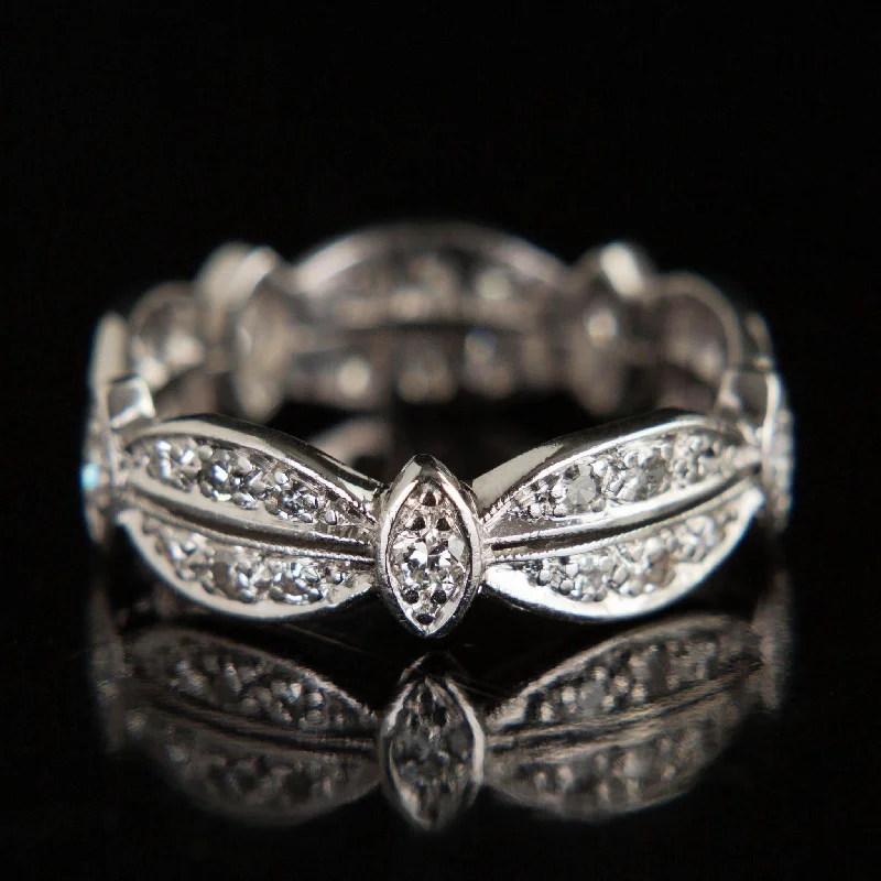 minimalist rings for women-Mid-Centery Diamond Eternity Band | Platinum |circa 1950