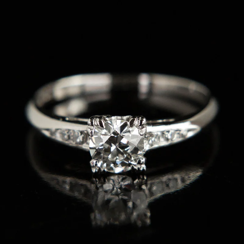 diamond promise rings-Mid Century Platinum Diamond Ring | Circa 1950