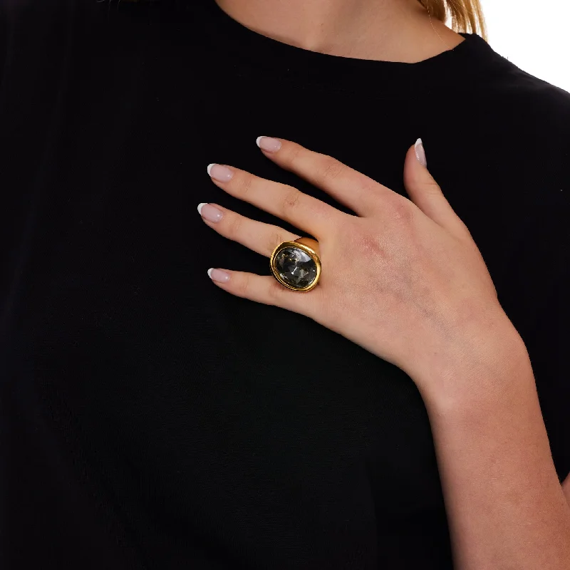 women’s pearl rings-Black Diamond Headlight Ring