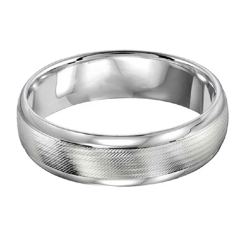 stackable wedding rings-Ridged Finish 6mm Wedding Ring