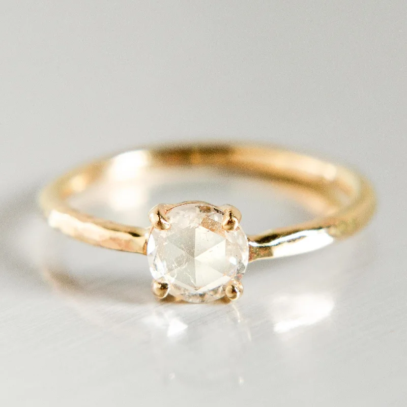 couples rings-Rose-Cut White Diamond Ring in 14k Yellow Gold