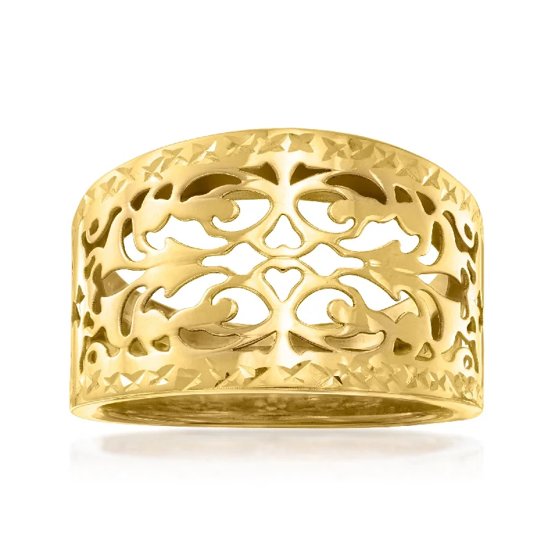 ring sets for brides-Ross-Simons 14kt Yellow Gold Openwork Ring From Italy