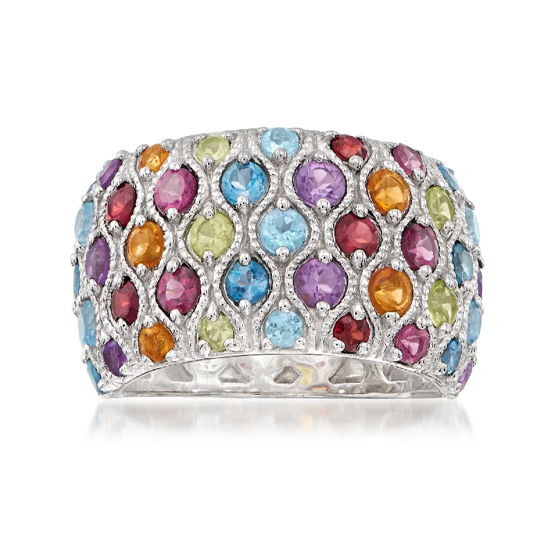 engagement rings with colored stones-Ross-Simons Multi-Gemstone Ring in Sterling Silver