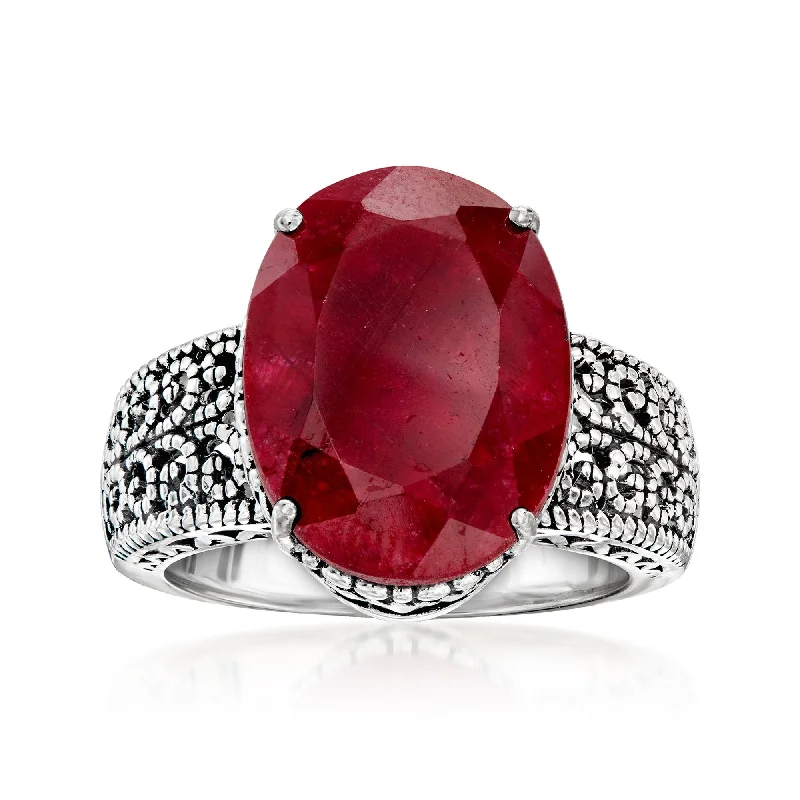 vintage style wedding rings-Ross-Simons Ruby Ring in Sterling Silver