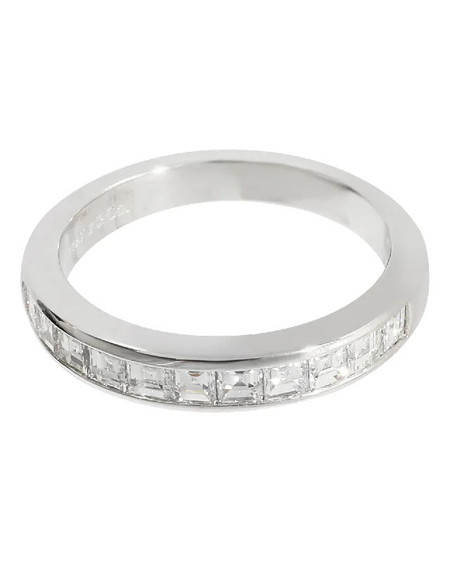 vintage engagement rings-Tiffany & Co. Half Eternity Wedding Band in Platinum 0.71 Ctw Square Diamonds