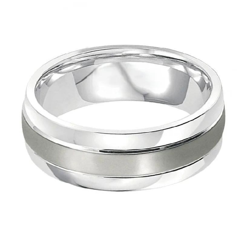 heart-shaped rings-Titanium Inlay 7.5mm Wedding Ring