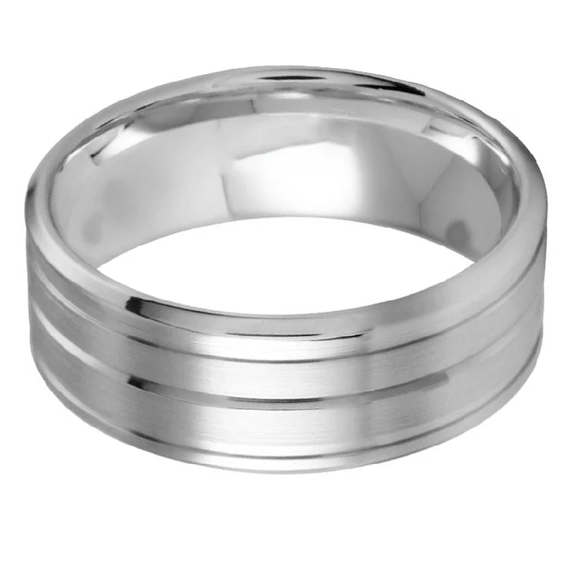 affordable wedding rings-Triple Groove 8mm Wedding Ring