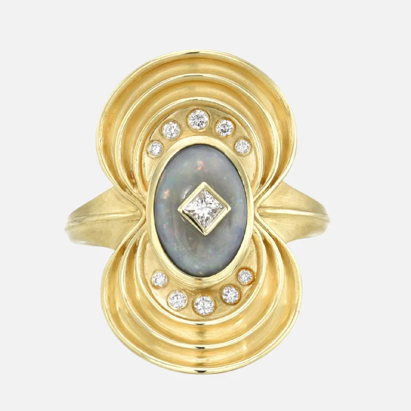 vintage rings for women-White Opal Luxe Nebula Ring