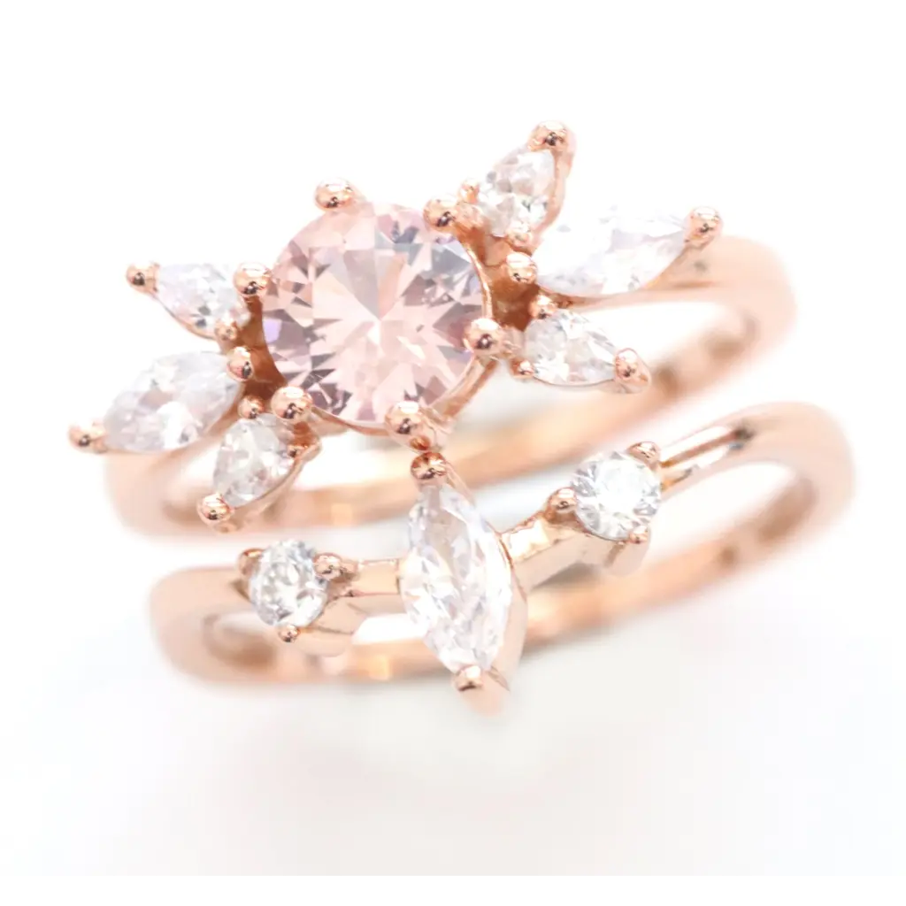 diamond promise rings-Pink Zelda Ring Set