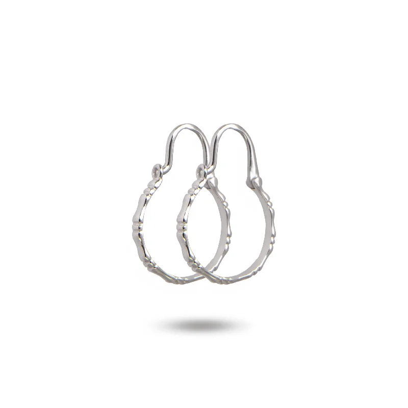 cute flower stud earrings for girls -14K White Gold Bamboo Dangle Hoop Earrings