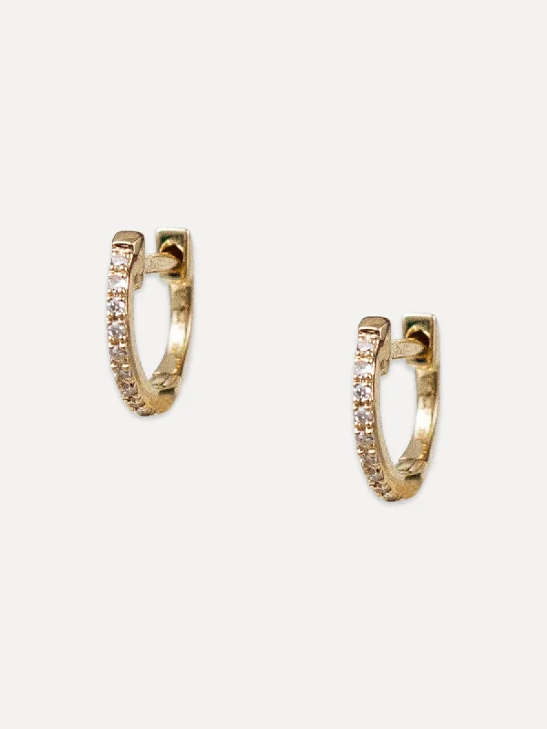 men’s diamond stud earrings -14K Diamond Single Row Mini Huggies