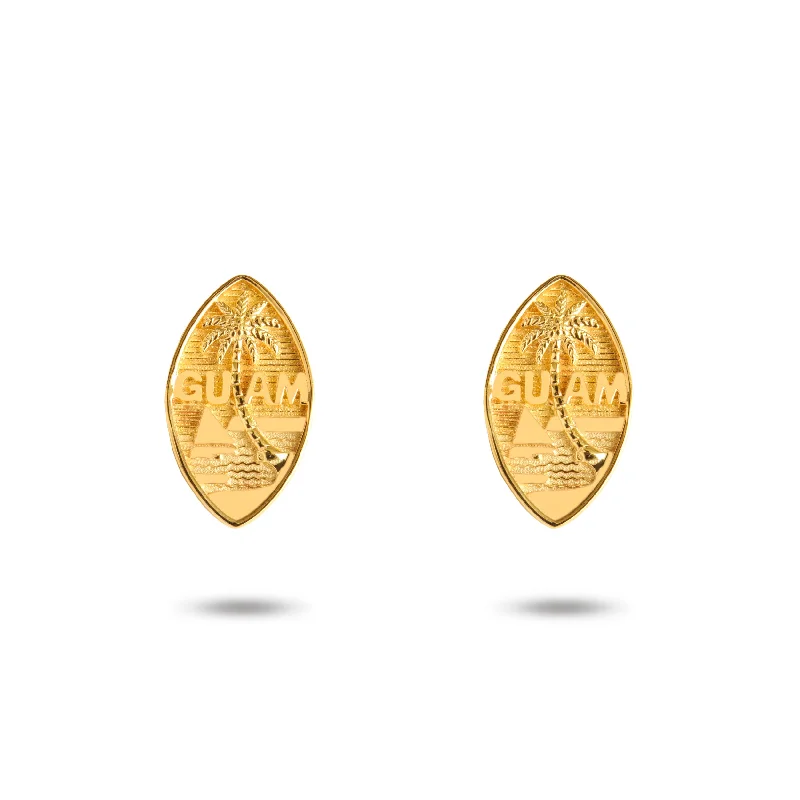 gold teardrop stud earrings for women -14K Yellow Gold Filled Guam Seal Stud Earrings