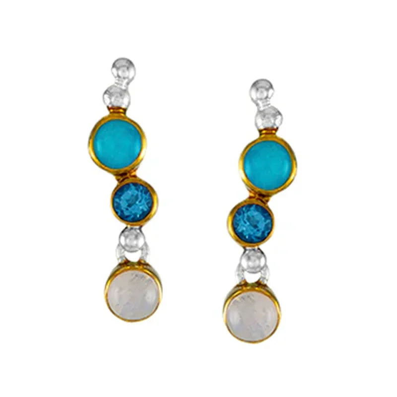 unique stud earrings for fashionistas -22KT Vermeil Earrings with Amazonite