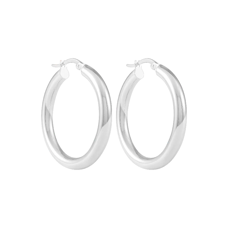 black onyx stud earrings for men -Ailiya Hoop Earrings 26mm - Silver