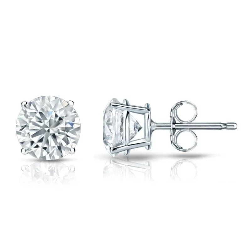 crystal stud earrings for special occasions -Auriya 18k Gold Certified 1.20 carat TW Round Diamond Stud Earrings