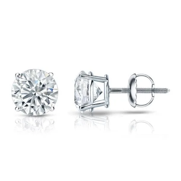 unique stud earrings for fashionistas -Auriya 18k Gold GIA Certified 2.00 carat TW Round Diamond Stud Earrings