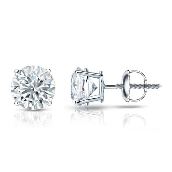 diamond stud earrings for women -Auriya 18k Gold GIA Certified 4.20 carat TW Round Diamond Stud Earrings