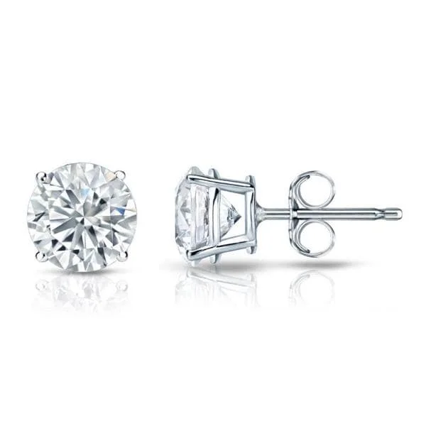 geometric stud earrings for women -Auriya Platinum Certified 4 1/2 carat TDW Round Diamond Stud Earrings