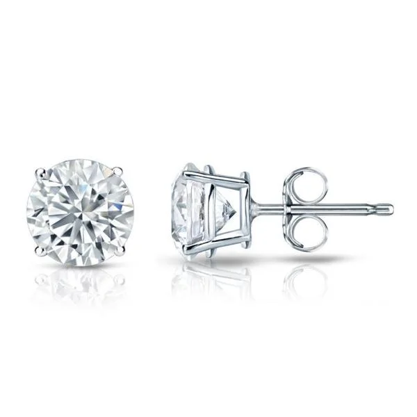 classic diamond stud earrings -Auriya Platinum GIA Certified 1.50-Carat TDW Round Diamond Stud Earrings