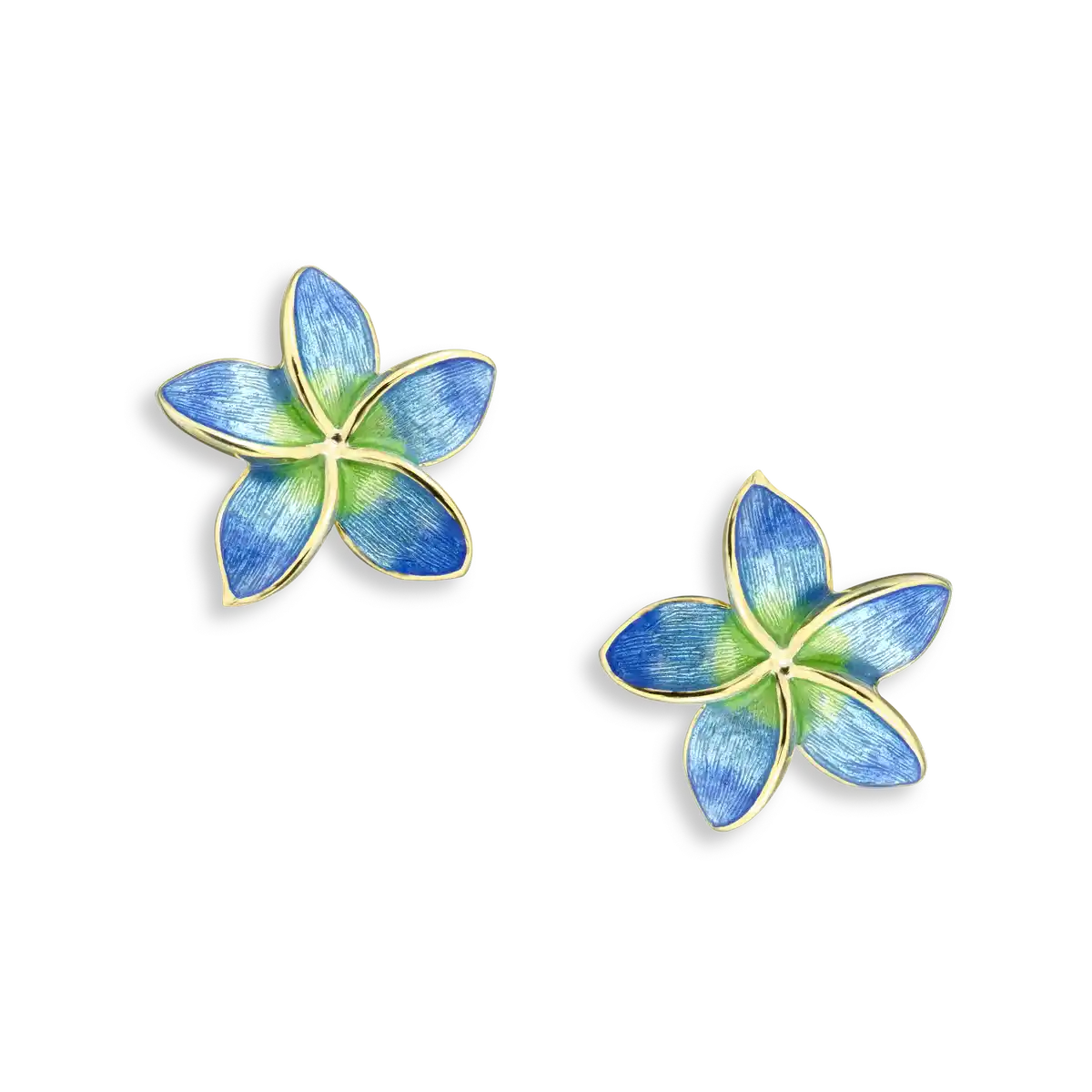 large gold stud earrings for women -Blue Pimeria Post Earrings