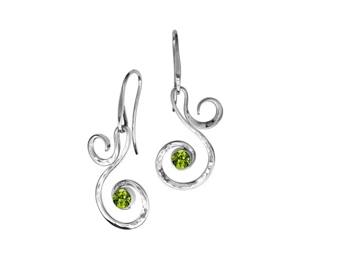 emerald stud earrings for women -Fiddlehead Peridot Earrings