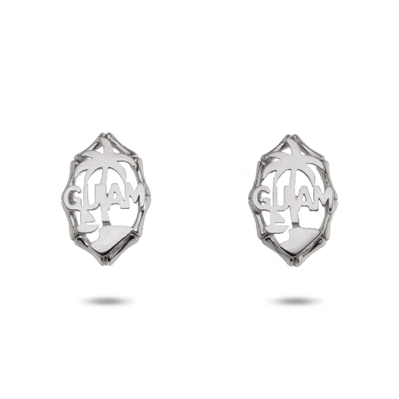 classic diamond stud earrings -14K White Gold Guam Seal Stud Earrings