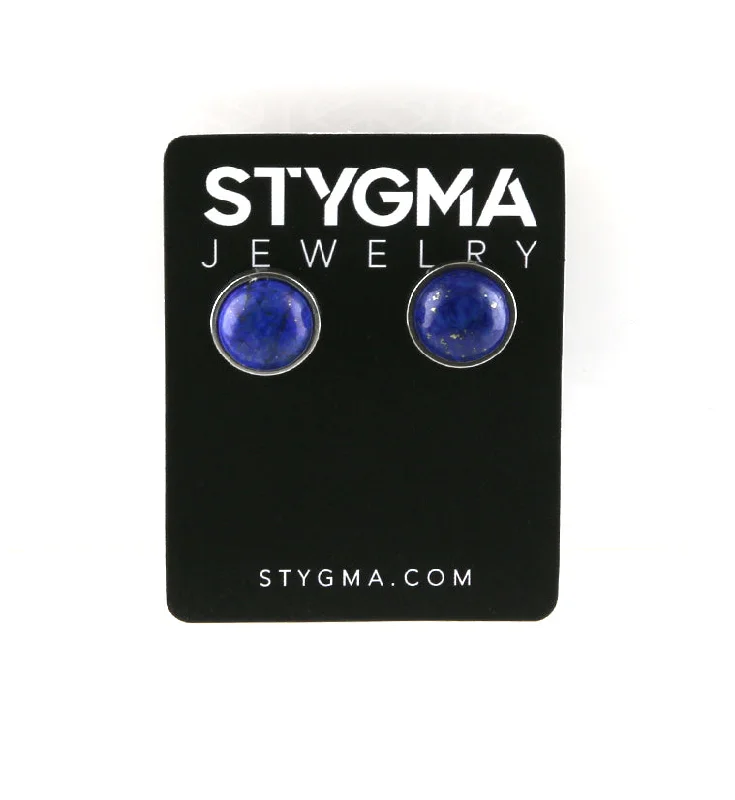 sterling silver stud earrings for men -Lapis Lazuli Stone Stud Earrings